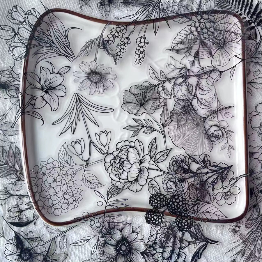 50 Stück Pflanzenaufkleber in Schwarz-Weiß mit Blumen-Motiven, wasserfeste DIY-Aufkleber für Laptop, Scrapbook und Tagebuch - Bild 4