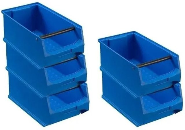 PROREGAL SparSet 5x Blaue Sichtlagerbox 4,1 Sichtlagerbehälter mit Griffstange, H x B x T: 15 x 20 x 35 cm, 7,2 Liter - Bild 1