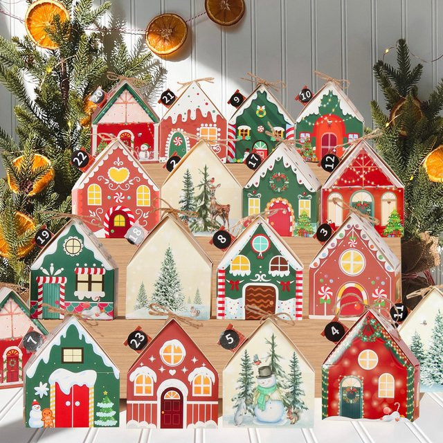 PATIMATE Weihnachts Süßigkeiten Box in Hausform, Mehrfarbig, Geschenkverpackung für Kinder und Partys - Bild 1