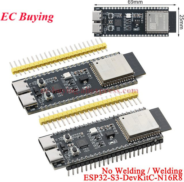 ESP32-S3-DevKitC-N16R8 Entwicklungsboard von EC Buying mit WLAN und Bluetooth BLE 5.0 Mesh in Schwarz - Bild 1
