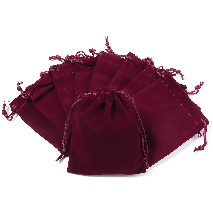 Samtbeutel mit Kordelzug in Schwarz und Weinrot für Schmuck und Geschenke, 5 bis 10 Stück - Bild 4
