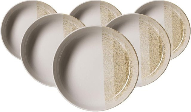 Ritzenhoff & Breker Trio Suppenschalen Set 6er Pack Beige gestreift aus Steinzeug und Porzellan Durchmesser: 18,5 cm - Bild 1