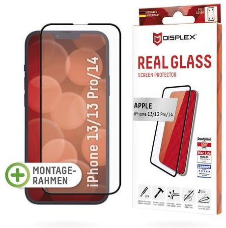 Displex Real Glass Displayschutzglas für Apple iPhone 13, iPhone 13 Pro und iPhone 14, transparent, kratzfest und Anti-Fingerprint - Bild 1