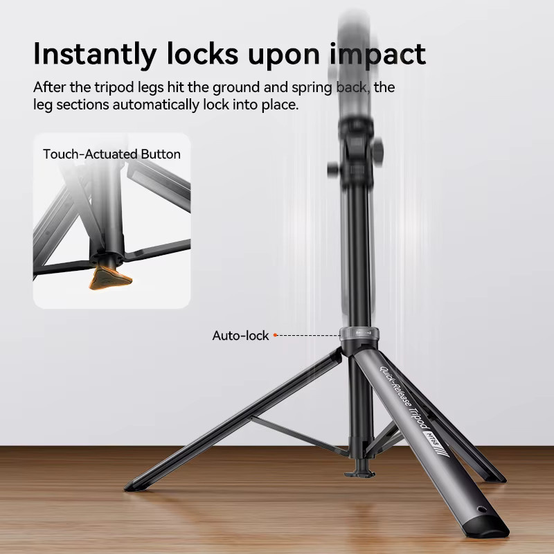 COMAN MT68 Lichtständer aus Aluminium mit One Click Pop-up-Schnellverschluss in Schwarz, Höhe: 2,12 m - Bild 5