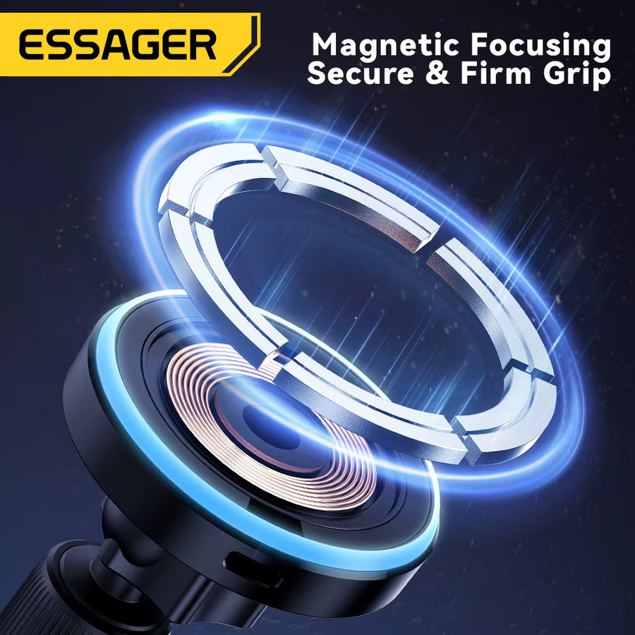 Essager RGB Magnetischer Autotelefonhalter mit 15W Qi Drahtlosem Ladegerät in Schwarz und Multicolour für iPhone und Samsung Smartphones - Bild 4