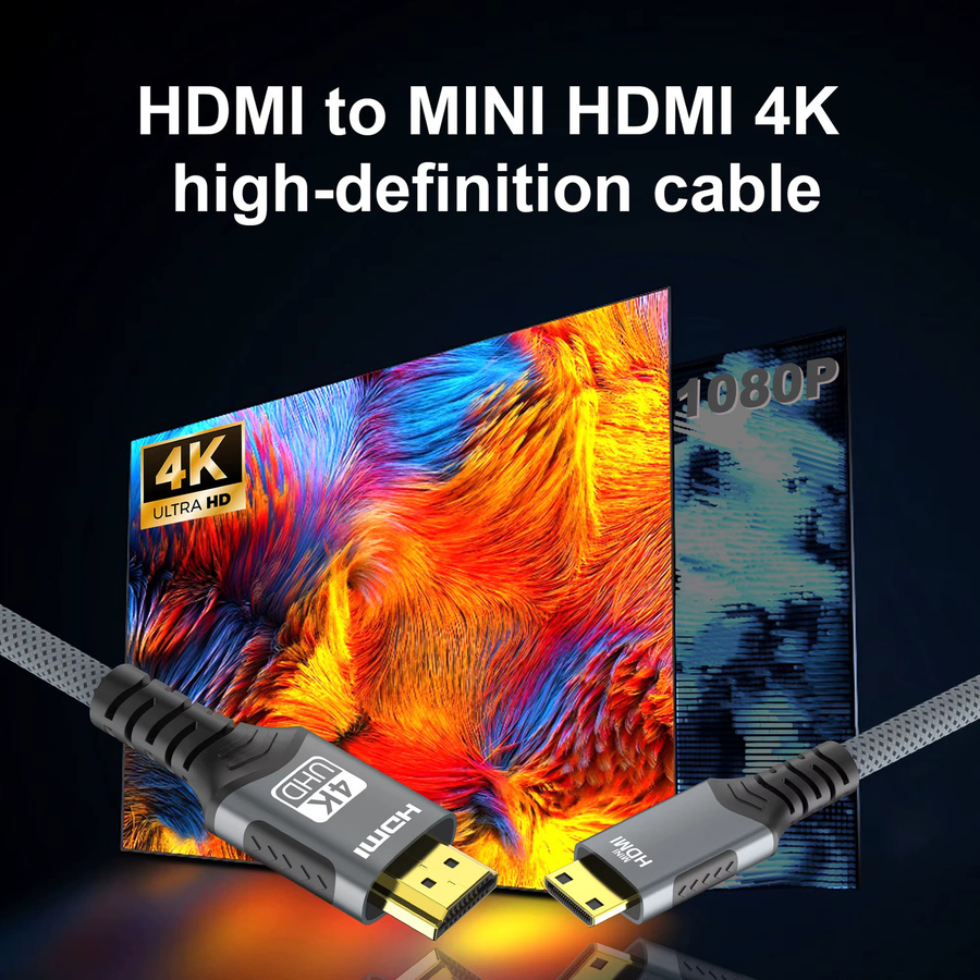 FDBRO Mini HDMI auf HDMI Kabel 4K @ 60Hz High-Speed bi-direktional geflochtenes Adapterkabel für HDTV und Tablet - Bild 4