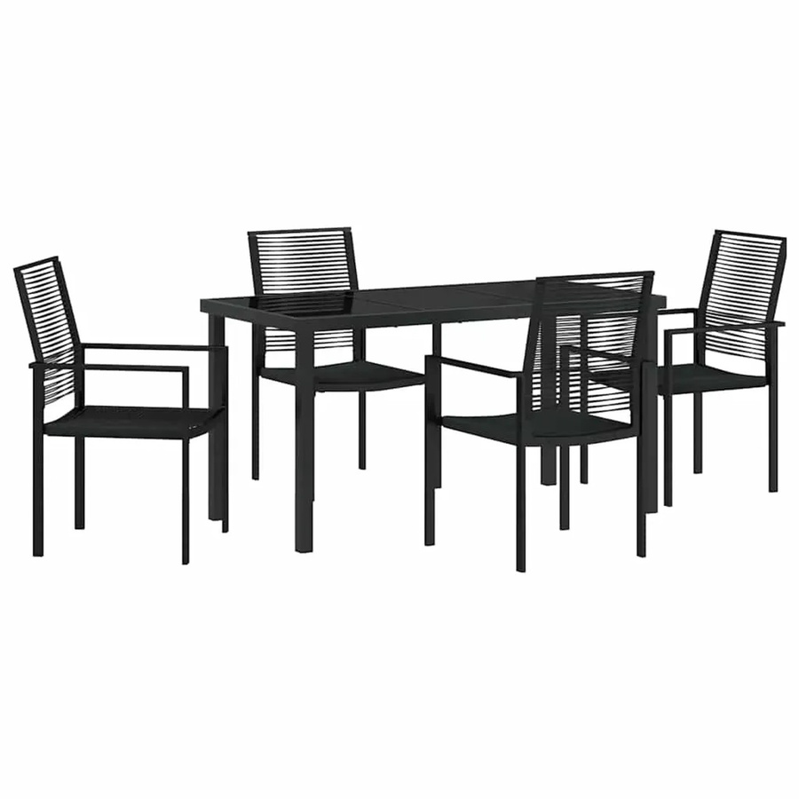 vidaXL 5-teiliges Garten-Esszimmer-Set aus PVC Rattan und Stahl in Schwarz Matt - Bild 2