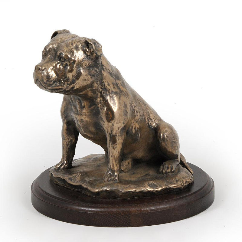 Staffordshire Bull Terrier Hundestatue Art-Dog braun Dekorationsfigur aus Kunstharz für dein Büro oder als Trophäe Höhe: 37,5 cm - Bild 6