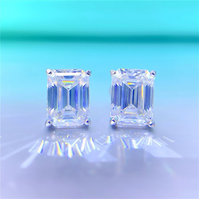 JOYCE JELLY Ohrstecker, S925 Sterling Silber, Smaragd, Moissanit, Unisex - Bild 1