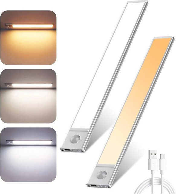 TLEDMP LED-Unterschrankleuchte mit Bewegungsmelder, magnetisch und wiederaufladbar, Farbe: Weiß oder Silber - Bild 1