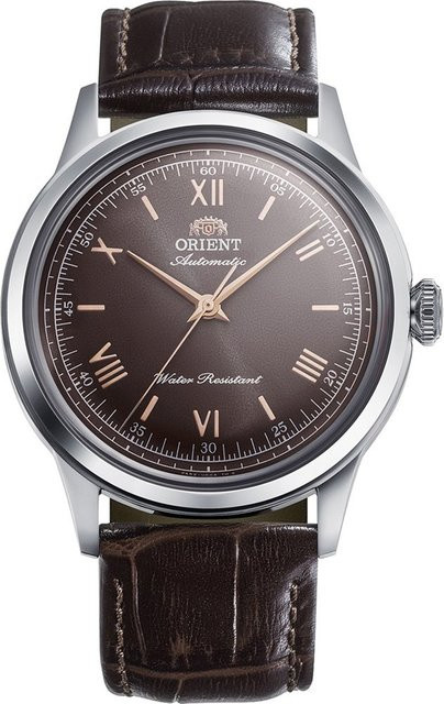 Orient Armbanduhr Bambino, Automatik, Edelstahl, Leder, Braun, Herren, 38 mm - Bild 1