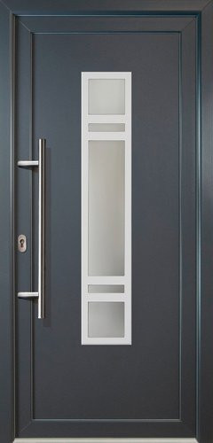 Meeth Aluminium-Haustür Signum Alu in Grau mit satiniertem Glaseinsatz, nach innen öffnend, ohne Türgriff, Höhe: 208,0 cm, Breite: 98,0 cm - Bild 1