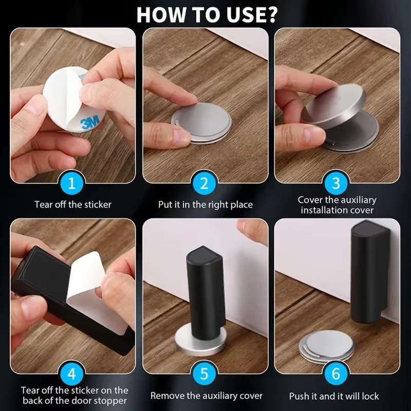 Magnetischer Türstopper zur nagelfreien Montage in Grau, Weiß oder Schwarz - Bild 6