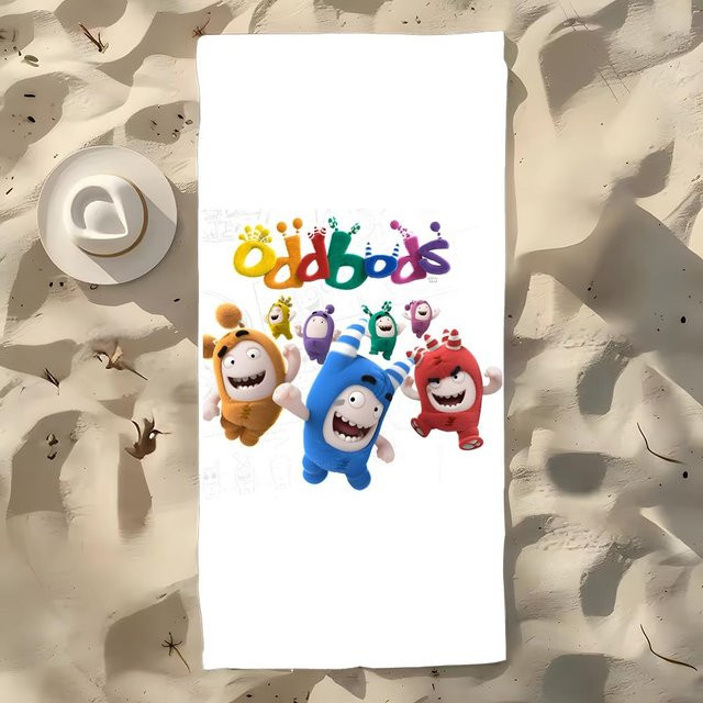 JMG Household Supplies Cartoon O-Oddbods Mikrofaser Strandhandtuch, schnelltrocknend und sandfrei, Multicolor, Breite: 60 cm, Höhe: 35 cm - Bild 1