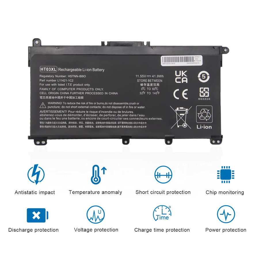HP HT03XL Li-Ion Laptop-Akku in Schwarz für Pavilion 4-CE, 14-CF, 14-CK, 14-DF, 14-MA, 14Q-CS, 15-DA, 15-CS, 240, 245, 250 - Bild 2