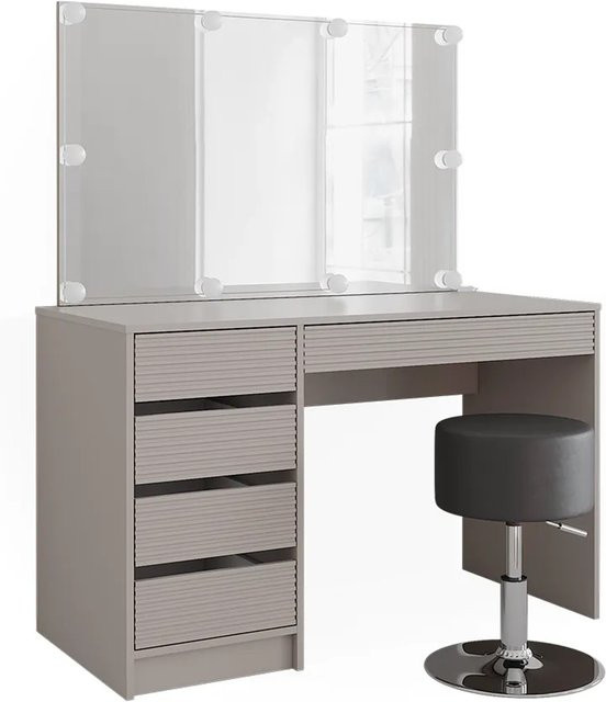 Vicco Schminktisch Sherry Cashmere in Beige und Grau mit Spiegel, Hocker und LED-Beleuchtung, B/T/H: 120 x 55 x 75 cm - Bild 1