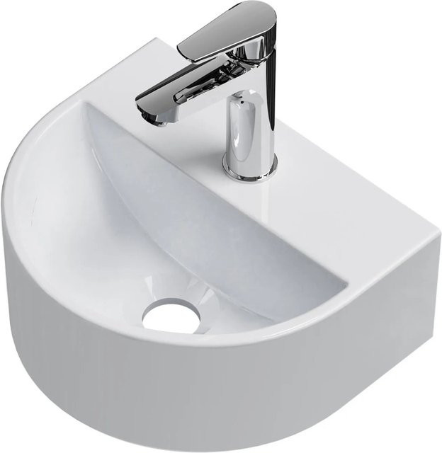 Emke Miniwaschbecken aus Keramik in Hochweiß, U-förmiges Waschbecken zur Wandmontage, B/T/H: 30,3 x 25,5 x 12 cm - Bild 1