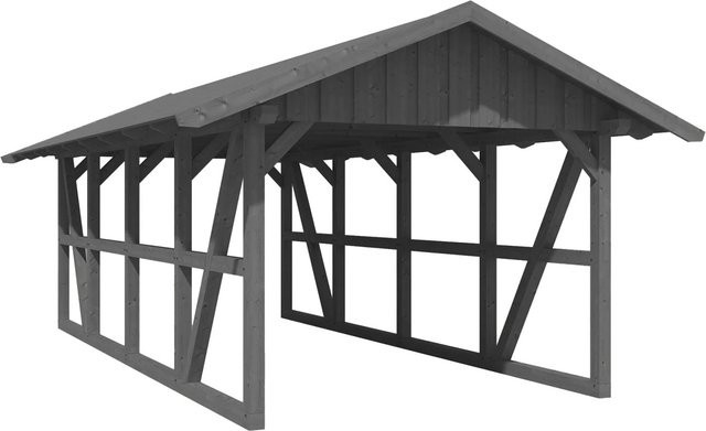 Skan Holz Carport Schwarzwald aus Fichtenholz mit Dachschalung in Grau, B: 424 cm, L: 772 cm - Bild 1