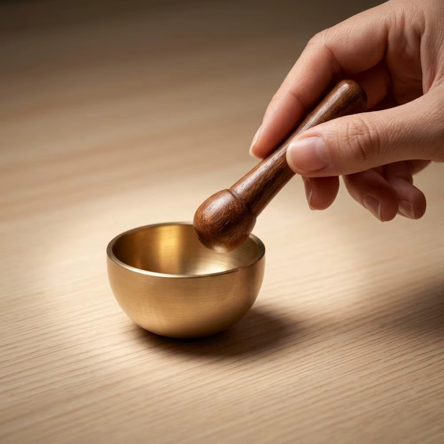 Original Intention Mini Messing-Klangschale in Gold zur Beruhigung und Handtherapie - Bild 4