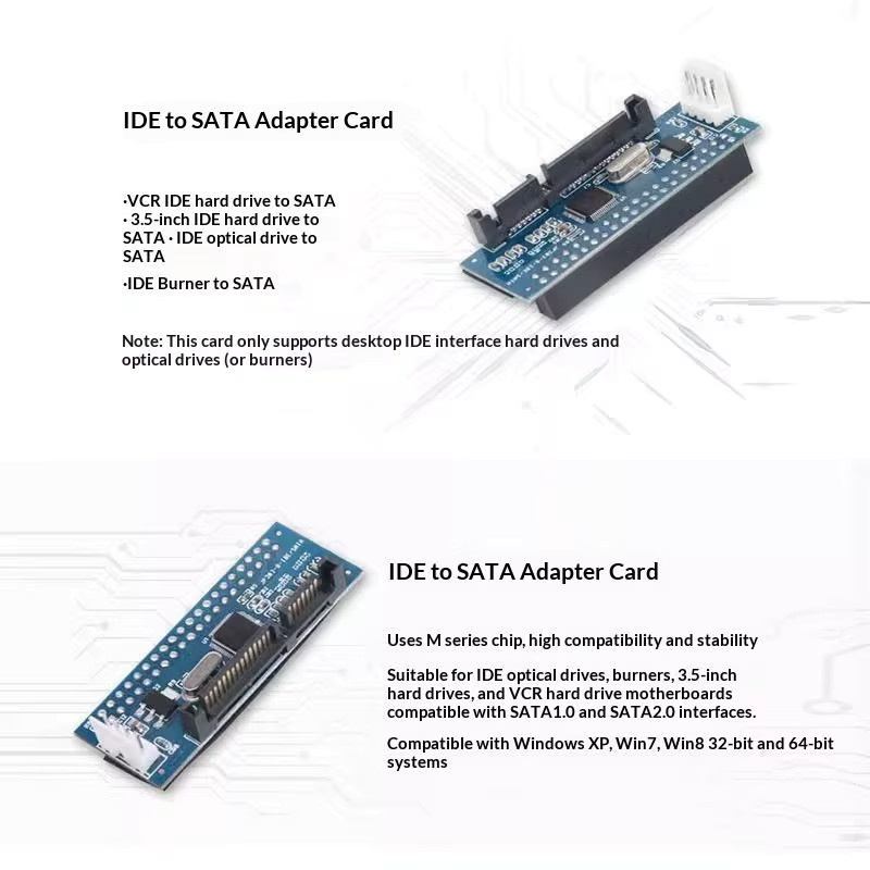 1 Set HDD 3,5 Zoll IDE zu SATA Konverter mit Kabel, PATA IDE 40Pin zu SATA 22Pin Festplatten Adapter, Farbe: Blau - Bild 2