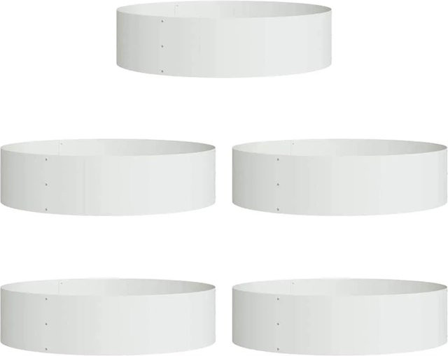 vidaXL Pflanzenring Set aus kaltgewalztem Stahl in Weiß, 5 Stück, B/T/H: 80 x 80 x 20 cm - Bild 1