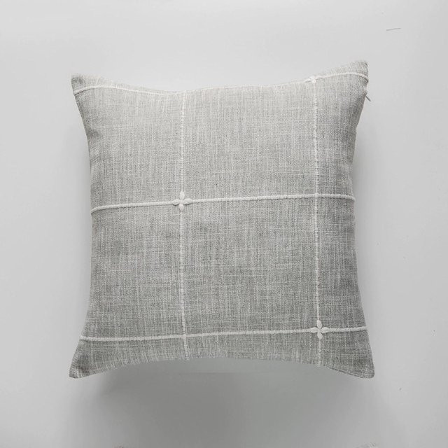 ILVISEST Set aus 2 rustikalen quadratischen Kissenbezügen aus Baumwoll-Leinen mit Stickerei in Grau, B/T/H: 40 x 40 x 40 cm - Bild 1