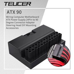 TEUCER ATX 90 Grad 24-poliger Netzstecker-Adapter für Mainboard-Stromanschlüsse, Schwarz - Bild 1
