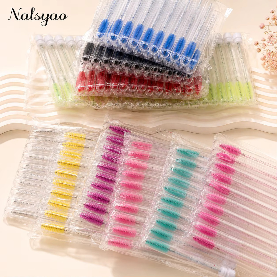 CNKESS Lash Spoolies Wimpernpinsel mit Behälter, 50 Stück, Pink - Bild 1