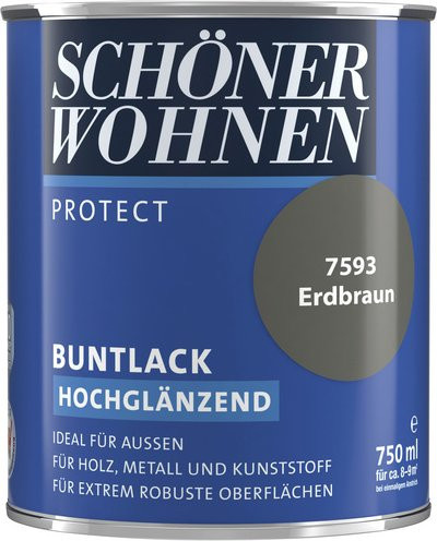 Schöner Wohnen Protect Buntlack für Holz in Erdbraun, hochglänzend, 0,75 l - Bild 1