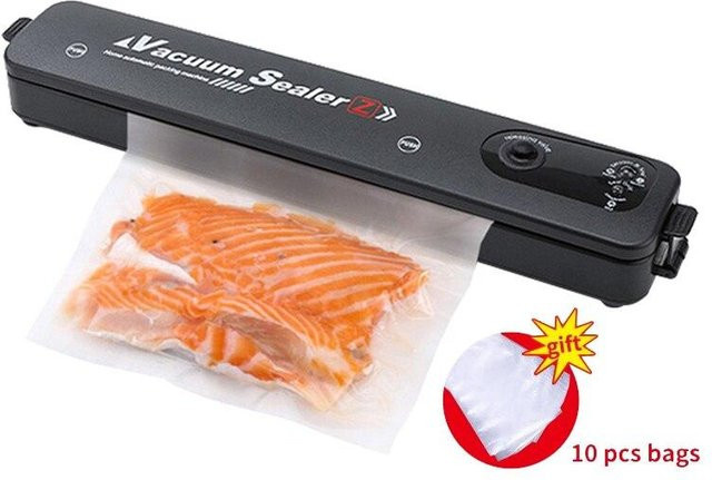Automatischer Lebensmittel-Vakuumierer von WTEMPO in Schwarz mit 10 Vakuumierbeuteln für Sous Vide und Lebensmittelaufbewahrung (Trocken- und Feuchtmodus) - Bild 1