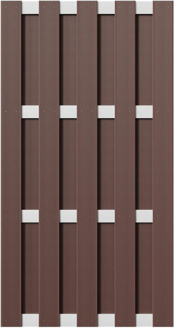 T&J WPC-Bretterzaun Eldena mit 4 Aluminium-Querriegeln in Braun, Höhe: 90 cm, Breite: 180 cm - Bild 1