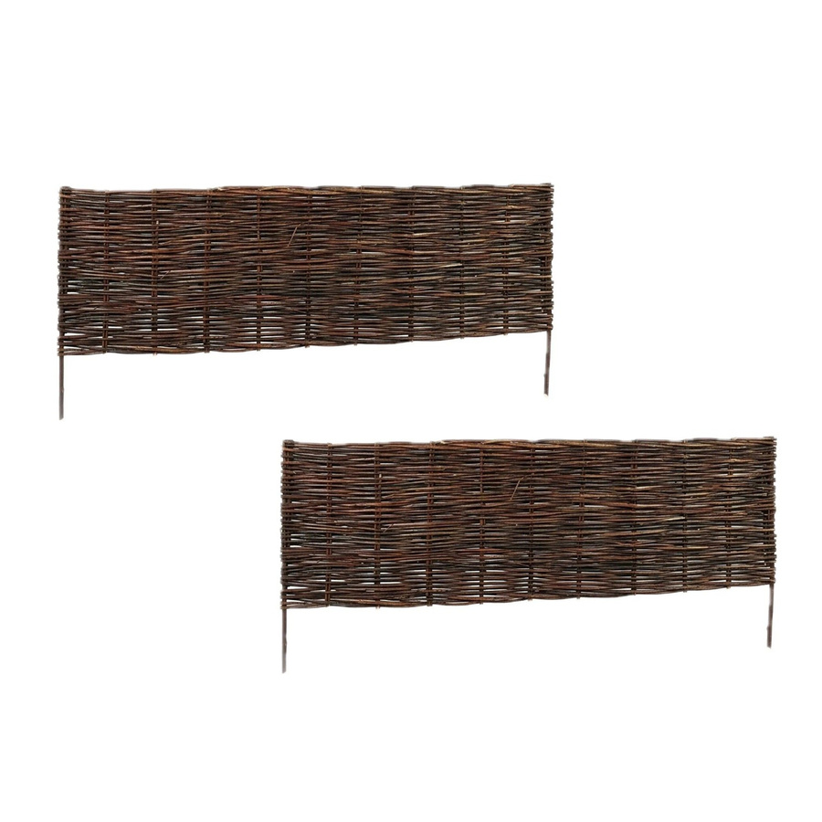 Relaxdays Beeteinfassung aus Weide in Braun, 2er Set, Steckbar für Garten und Blumenbeete, Höhe: 30 cm, Länge: 100 cm - Bild 2