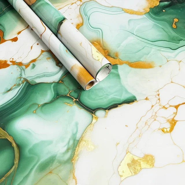 TTOKKONG WALLPAPER Selbstklebende Marmor-Tapete in Multicolour mit abstraktem Design für die Küchenrückwand - Bild 1