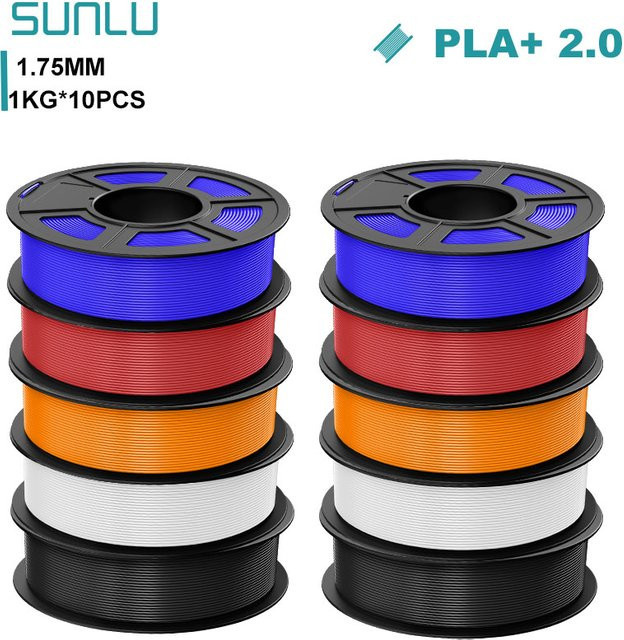 SUNLU PLA+ 2.0 3D-Druckerfilament 1,75 mm, 1 kg, rot/mehrfarbig, für FDM-Drucker - Bild 1