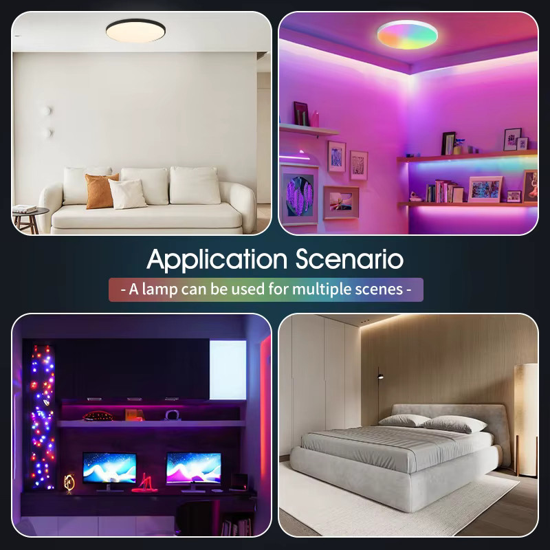 Tuya Smart RGB LED Deckenlampe mit Fernbedienung, moderne dimmbare Deckenleuchte für Wohnzimmer und Schlafzimmer, 36W - Bild 6