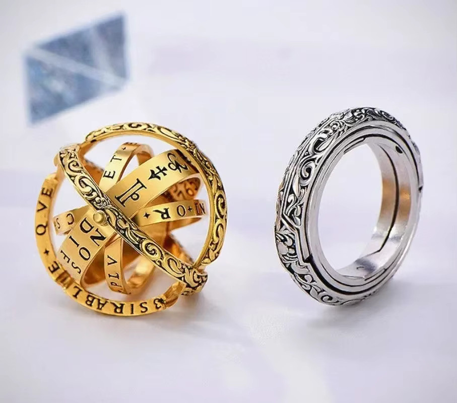 RUIYI Astronomischer Ring, Messing, Bicolor, Vintage, Unisex - Bild 2