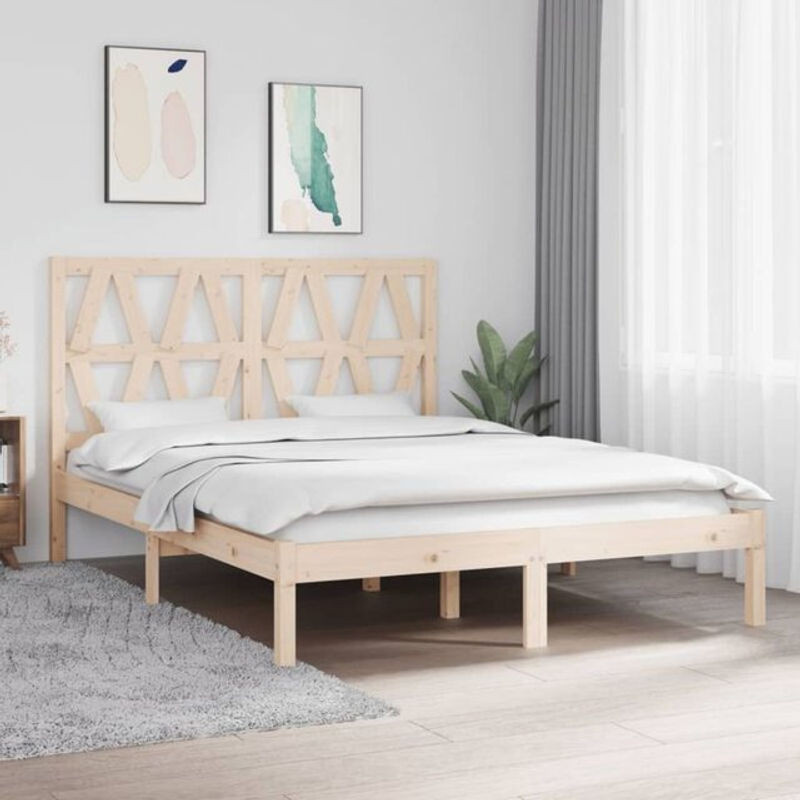 Massivholzbett Vidaxl aus Kiefer in Braun und Natur im skandinavischen Design, B/T: 140 x 200 cm - Bild 1
