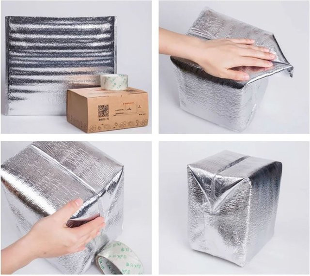 50er Pack Isolierbeutel aus Aluminiumfolie in Silber zur thermischen Aufbewahrung von Lebensmitteln und Getränken - Bild 1