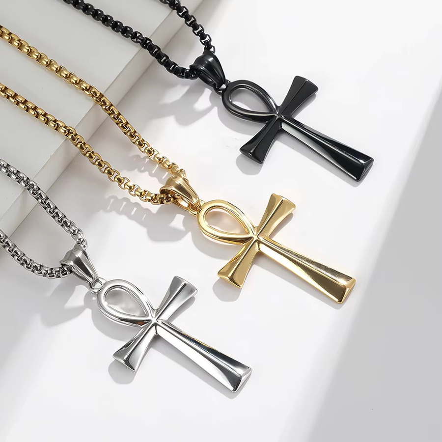 TOGA PULLA Halskette Ankh Kreuz, Edelstahl, Unisex, Vintage - Bild 1