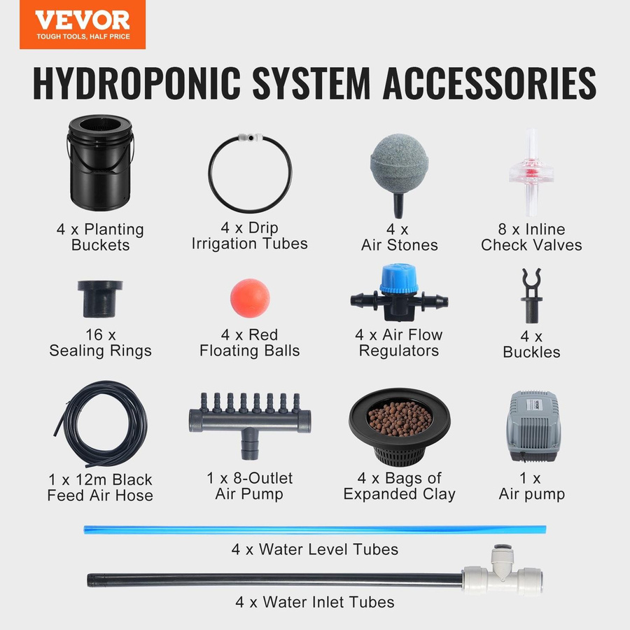 Buying Solutions MB DWC Hydroponik Anbausystem Deep Water Culture mit Tropfbewässerungs-Kit und 4 Eimern für Blattgemüse - Bild 4