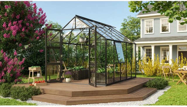 Vitavia Gewächshaus Olymp 8300 mit Vorzugsset in Schwarz mit ESG Sicherheitsglas und Satteldach, B: 326 cm, H: 254 cm, T: 256 cm - Bild 1