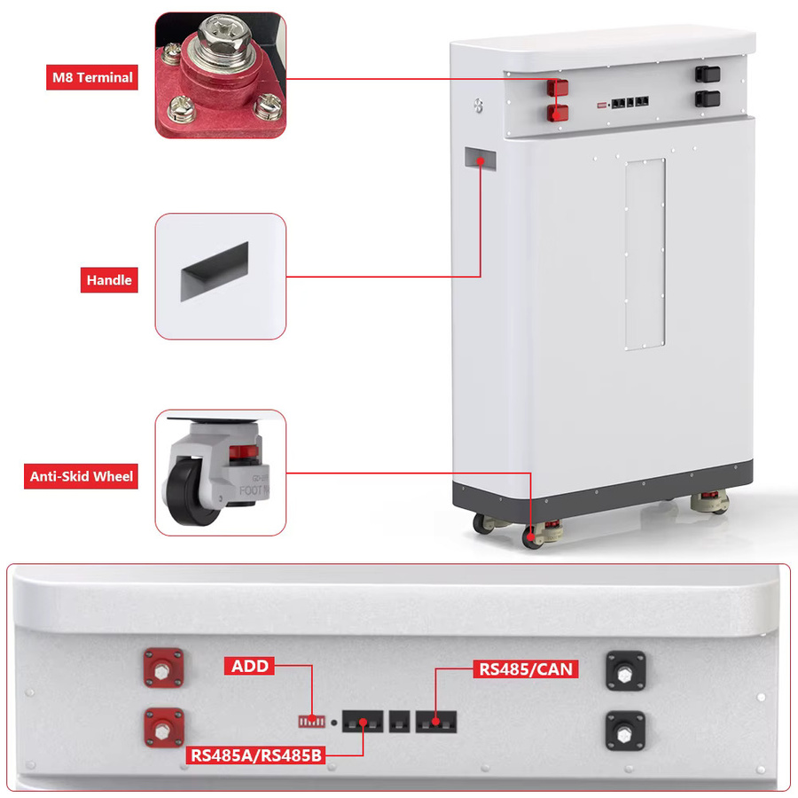 KEZIMO LiFePO4 Batterie 48V 300Ah mit Bluetooth BMS und integriertem Equalizer in Weiß - Bild 3