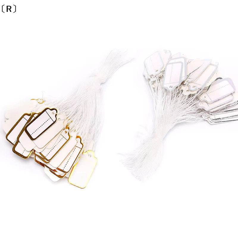 Sigur Preisetiketten-Tags aus Papier, 200 Stück rechteckige Schmuck-Preisetiketten in Gold und Weiß - Bild 2