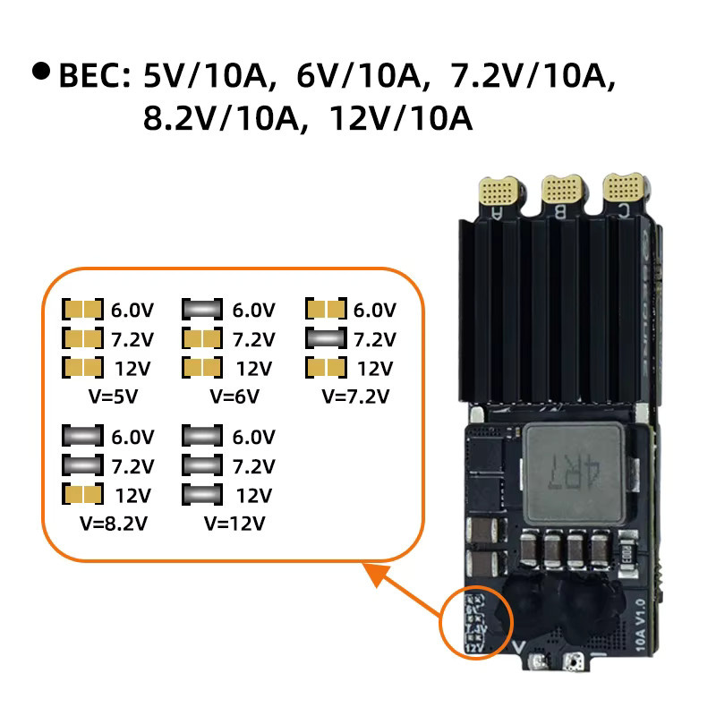 SEQURE 28120 Bürstenloser ESC 120A für 2-8S FPV-Renndrohnen mit BLHeli_32 oder AM32-Firmware und 128KHz PWM-Frequenz in Schwarz - Bild 4