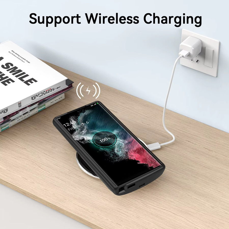 Samsung Akku-Ladegerät-Hülle für Galaxy S22 Ultra in Schwarz mit kabelloser Ladefunktion und externer Powerbank-Funktion - Bild 4