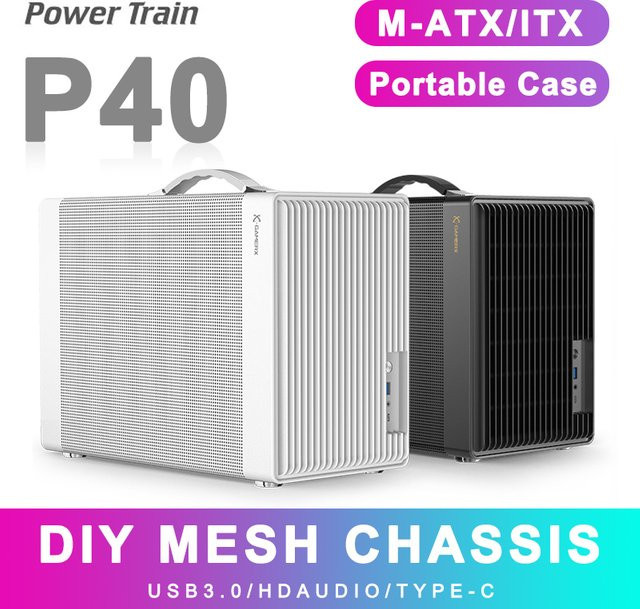 Power Train P40 Mesh MATX Desktop-Gehäuse in Schwarz mit USB-C Unterstützung für Mini-ITX und ATX/SFX Netzteile - Bild 1