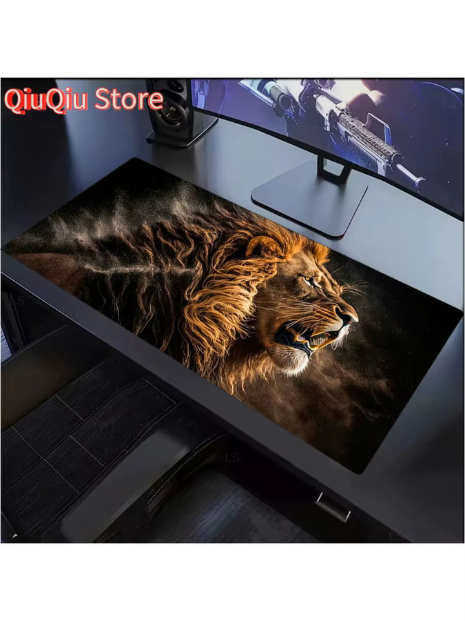 Potdemiel Mauspad Löwe Tiger mit HD-Druck, rutschfest, B/T: 90 x 40 cm - Bild 5