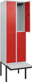C+P Doppelstock-Spind Classic PLUS Sitzbank mit 2 Abteilen und Zylinderschloss, B/T/H: 212 x 60 x 81,5 cm - Bild 1