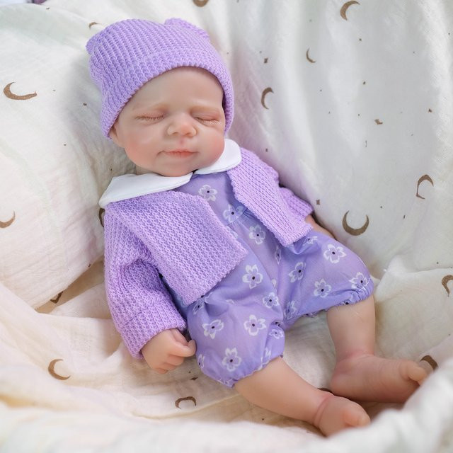 NPK Pascale Reborn-Baby-Puppe, Vollsilikon, 12 Zoll, Weiß, Lila - Bild 1