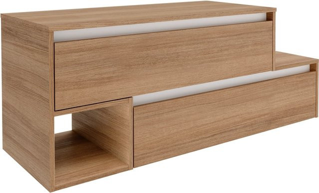 Fackelmann Waschbeckenunterschrank Vita in Oak Weiß, B/T/H: 128,7 x 51,6 x 46,5 cm - Bild 1